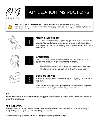 ERA Face Airbrush Spray On Aerosol Makeup Foundation